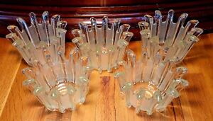 Lot 5 Clear and Frosted Glass Chandelier  Light Shades Ribbed Mid Century