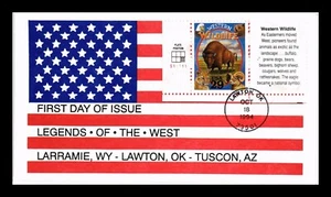 DR JIM STAMPS US COVER WESTERN WILDLIFE LEGENDS OF THE WEST FDC ALL OVER FLAG - Picture 1 of 2