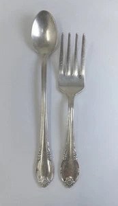 Juego de 2 cucharas de tenedor pequeñas plateadas recuerdo Rogers aperitivos degustación  - Imagen 1 de 7