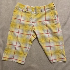 Nike Golf Tour Performance Women Sz 4 Short Dri-FIT Plaid Yellow Apx 30” Waist - Picture 1 of 7