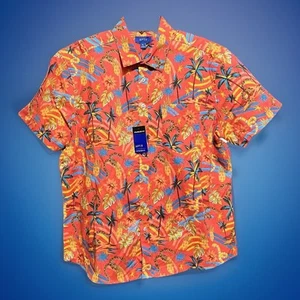 Kohl’s Apt 9 Men’s Hawaiian Shirt XL Pineapple Snakes Leaves Palm Trees Flowers - Picture 1 of 15