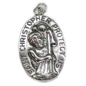 Dije San Cristóbal grande plata .925 x 1 Dije viajero --SFP- - Imagen 1 de 6