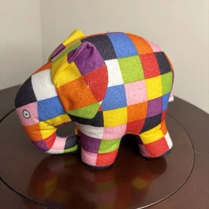 Elmer Multicolor Patchwork 7" Elephant 1993 Vintage Plush Polyester 1993 - Picture 1 of 9