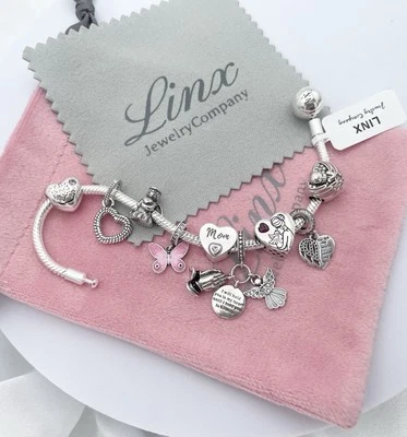 Linx Серебряный змея цепочка браслет с дочь на небесах тематические подвески - Изображение 1 из 4