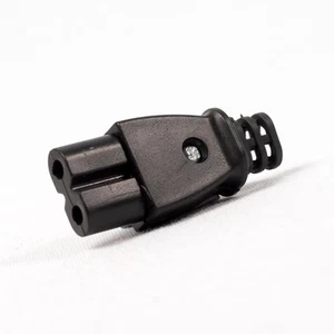 IEC C7 Figure 8 Rewireable Female Plug Kettle Connector Cable Mount, Black - Picture 1 of 2