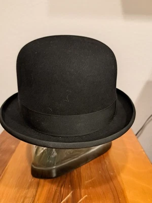 Sombrero Derby Ecuestre Fieltro Negro Talla 6 7/8 con Caja - Nunca Usado Foto 1 de 4
