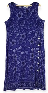 Maxi abito donna La Cera grande blu garzato floreale spiaggia capiz bottoni conchiglia - Foto 1 di 17