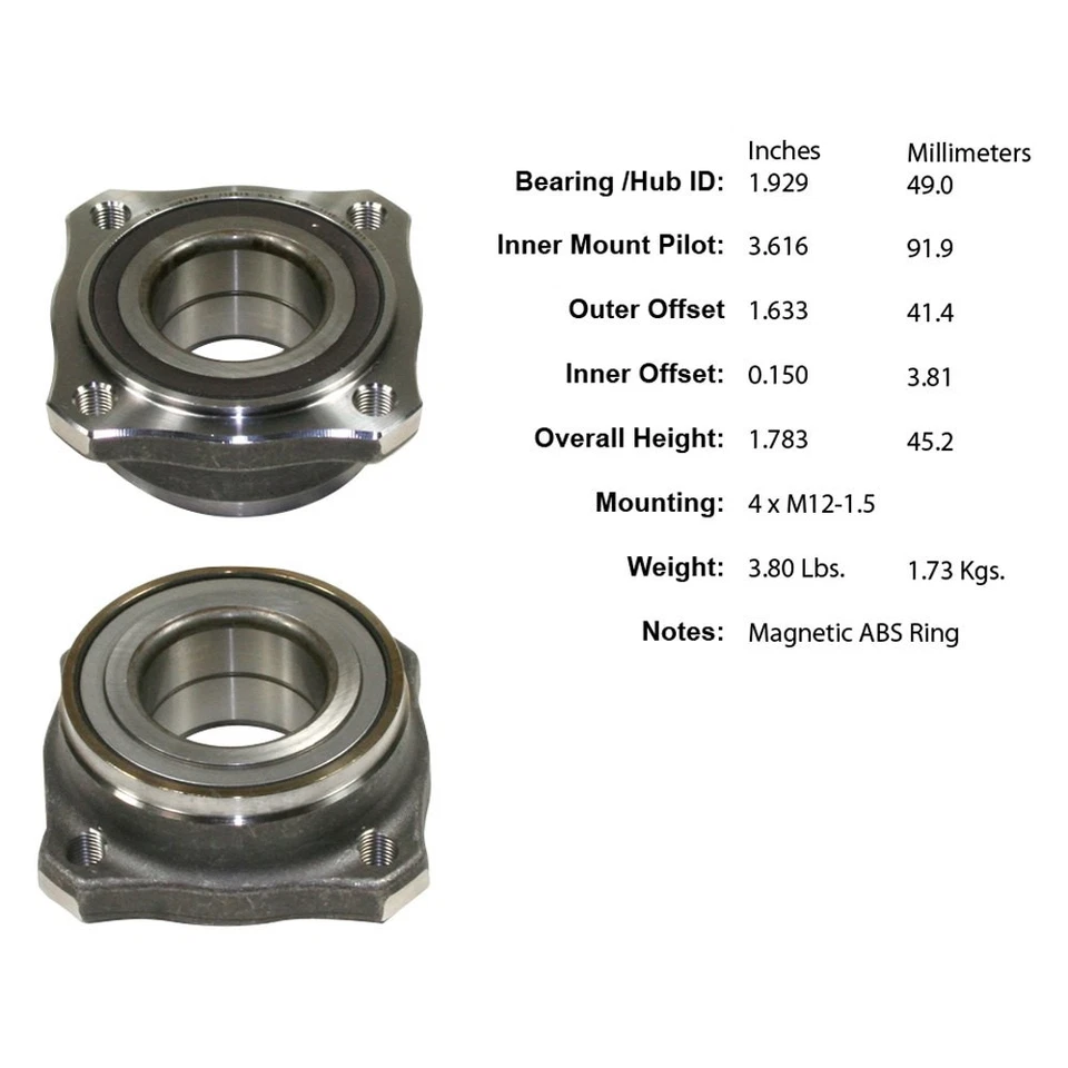 For BMW X3 11-17 Wheel Bearing and Hub Assembly Premium Rear Passenger Side Foto 1 de 1