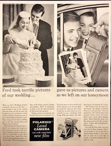1956 Polaroid Land Camera Couple Cutting Wedding Cake Vintage Print Ad - Bild 1 von 6