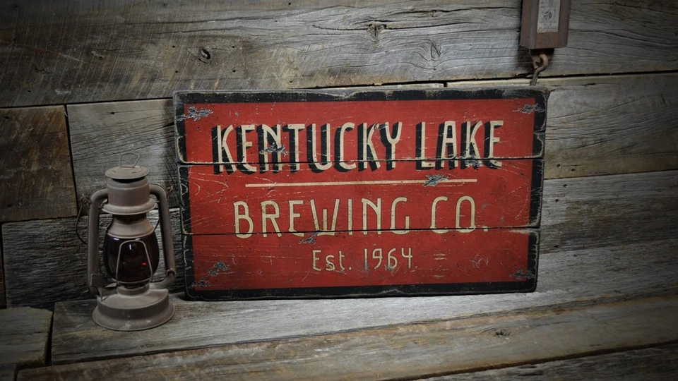 Custom Brewing Company Est. Date Sign - Rustic Hand Made Wooden Sign - Image 1 of 1