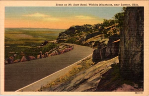 Postal de colección Lawton Mt. Scott Road Wichita Mt. Cerca de Lawton Ok. Sin publicar - Imagen 1 de 2