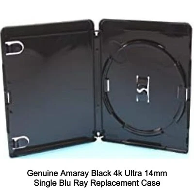 20 x Genuine Amaray Black 4k Ultra HD 14mm 1 Disc Single BluRay Replacement Case - Image 1 of 4