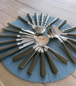 Brand New Flatware cutlery Set Stainless Steel Basic 24 piece Set Black - Picture 1 of 5