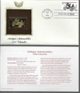 Antique Automobiles-1898 Columbia-1st day issue-Golden Replica - Picture 1 of 1
