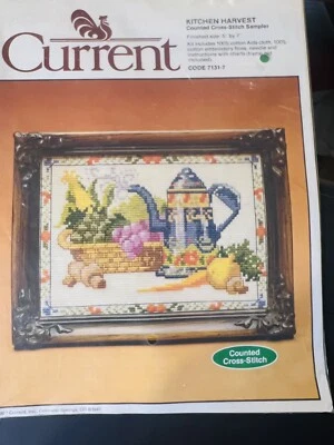 1982 Current Kitchen Harvest Counted Cross Stitch Kit Teapot Fruit Bowl - Image 1 of 4