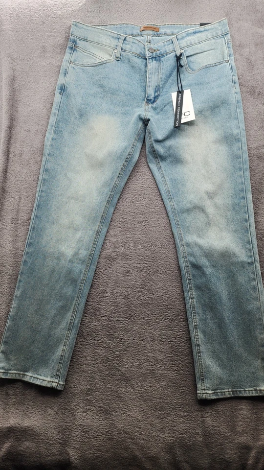 Pantalones de mezclilla rectos ajustados French Connection Liverpool W34xL30 para hombre nuevos con etiquetas Foto 1 de 4