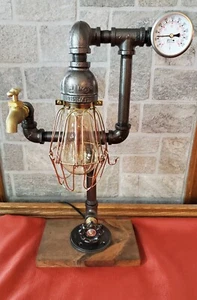 New Rustic Industrial pipe style desk,table lamp,home decor. - Picture 1 of 5