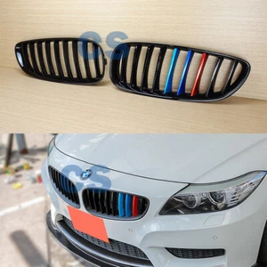 Gloss Black M-Color Metal Look Fit 09-14 BMW E89 Z4 Coupe Kidney Hood Grilles - Picture 1 of 8