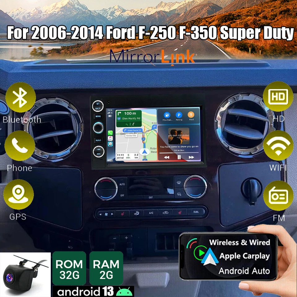 Radio estéreo GPS Apple Carplay de 7" para Ford F-250 F-350 Super Duty 2006-2014 Foto 1 de 4
