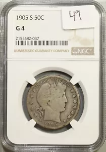 1905-S Barber Half Dollar 50c NGC G-04 #2-037 - Picture 1 of 2