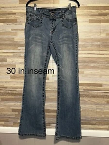 Angels Jeans Bottom Flared Low Rise Light Wash Size 10 Y2K  Vtg 90s Grunge #A - Picture 1 of 6