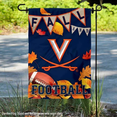 Virginia Cavaliers Fall Leaves Football Season Garden Flag and Yard Banner Cover