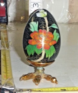 HUEVO Cloisonnè Floral de Colección con Soporte de Latón ~23⁄4"" H - China - Imagen 1 de 10