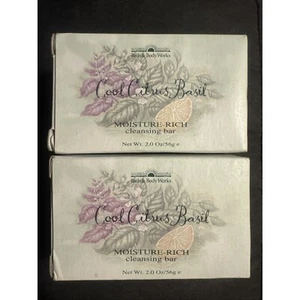 2-2oz Bath & Body Works Cool Citrus Basil Moisture Rich Cleansing Bar Soap NOS - Picture 1 of 2