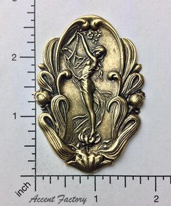 12863          Brass Oxidized Large Mythological Nymph Jewelry Finding - Picture 1 of 3