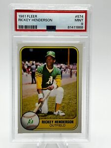 1981 Fleer Baseball #574 Rickey Henderson Oakland Athletics - PSA 9 MINT