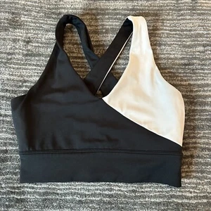 Allfenix Sports Bra Small Black White Workout Gym Support Crisscross Back - Picture 1 of 11