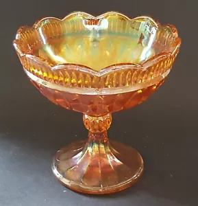 Carnival orange iridescent glass vintage Art Deco antique footed bowl dish C - Picture 1 of 8