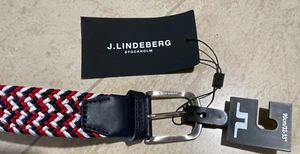 J. Lindeberg Men Golf Bubba Belt - GMAC07219 90cm 32-33" Red/White/Blue NWT - Picture 1 of 9