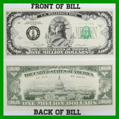 SAVE A BUCK ENTERPRISES, LLC 50 TOTAL - ONE MILLION Dollar Novelty Paper Fake Bills - Quality & Looks Real