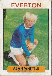 ALAN WHITTLE EVERTON 74 PURPLE BACK A & BC FOOTBALL CARD 1971