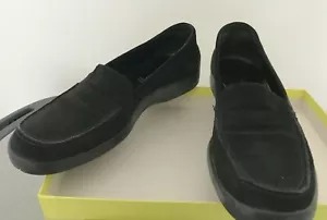 Designer Hobbs London Marilyn Anselm Black Suede & Leather Trim Loafers AU 7.5 - Picture 1 of 12