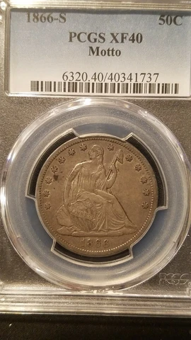 1866-S Motto Seated Liberty Half Dollar * PCGS XF40 * Low 994,000 Mintage Cover