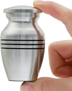 Small Keepsake Urn for Human Ashes or Pet Ashes, Qty 1, Hard Metal Cremation Urn - Picture 1 of 6