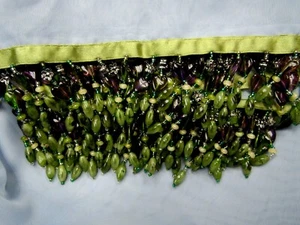 Sciarpa tovaglia blu chiffon trasparente 58 x 89 1/2 perline frange fiori cuore viola - Foto 1 di 6