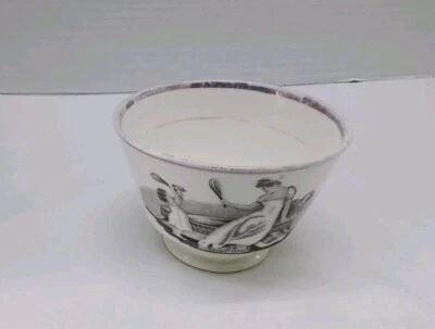 Antique English Pink Lusterware Banded Black Transferware Handless Teacup - Image 1 of 4