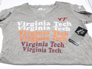 NEW Virginia Tech VT Hokies Womens V-Neck T-Shirt Size Large 12/14 Russell READ - Picture 1 of 9
