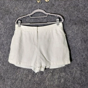 New DKNY Shorts 10 White Tweed Lined Pockets Flat Front Zip Mid Rise Cotton $89 - Picture 1 of 11