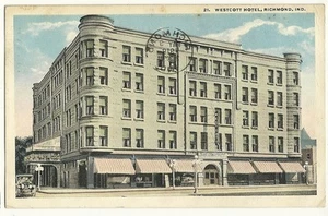 Westcott Hotel Richmond IN Indiana Postcard - Picture 1 of 1