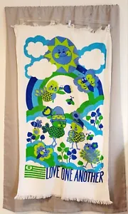 VINTAGE ROYAL TERRY FLOWER POWER BEACH TOWEL HIPPIE BOHO 1960'S  - Picture 1 of 6