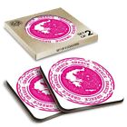 2 x Boxed Square Coasters - Pink Greece Map Greek  #9285