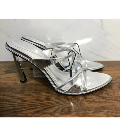 Salto Zara prata metálico com tiras EUA 7,5/EUR 38 - Imagem 1 de 4