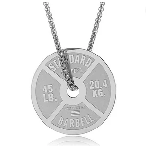 Heavyweight Lifting Barbell Weight Plate Mens Pendant Necklace for Lifters - Picture 1 of 2