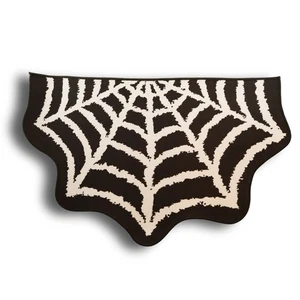 Gothic Spider Web Black White Flatweave Rug 30" Halloween Living Decor Mat - Picture 1 of 8