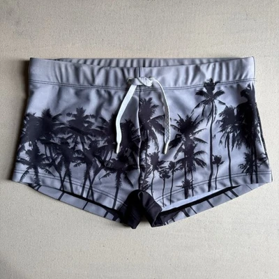Andy Cohen’s 2xist gray palm tree print swim trunks, men’s size medium - Изображение 1 из 4