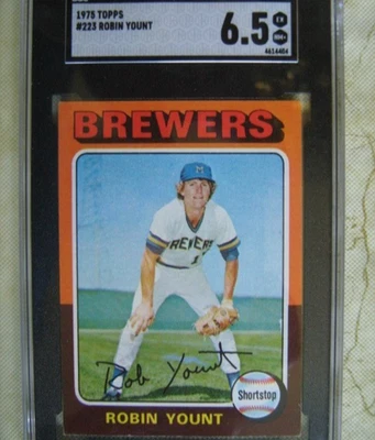 Tarjeta de novato 1975 Topps #223 Robin Yount (R) SGC 6,5 EX-NM+ ¡Bien centrada! Foto 1 de 4